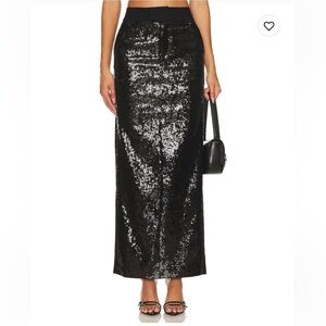 Camila Coelho Sequin Maxi Skirt in Black